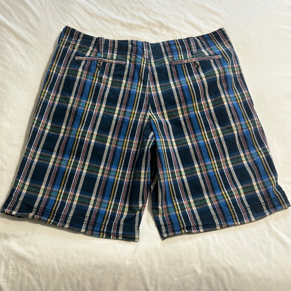 Mossimo Supply Co Mens Plaid Shorts Blue Navy Cotton Flat Front Size 40 W40 - Picture 11 of 11